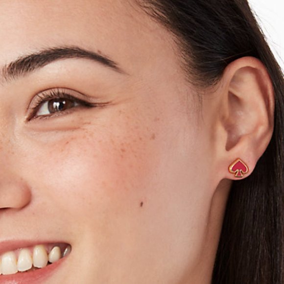 Kate Spade Everyday Spade earrings bright rose NWT - Picture 3 of 4